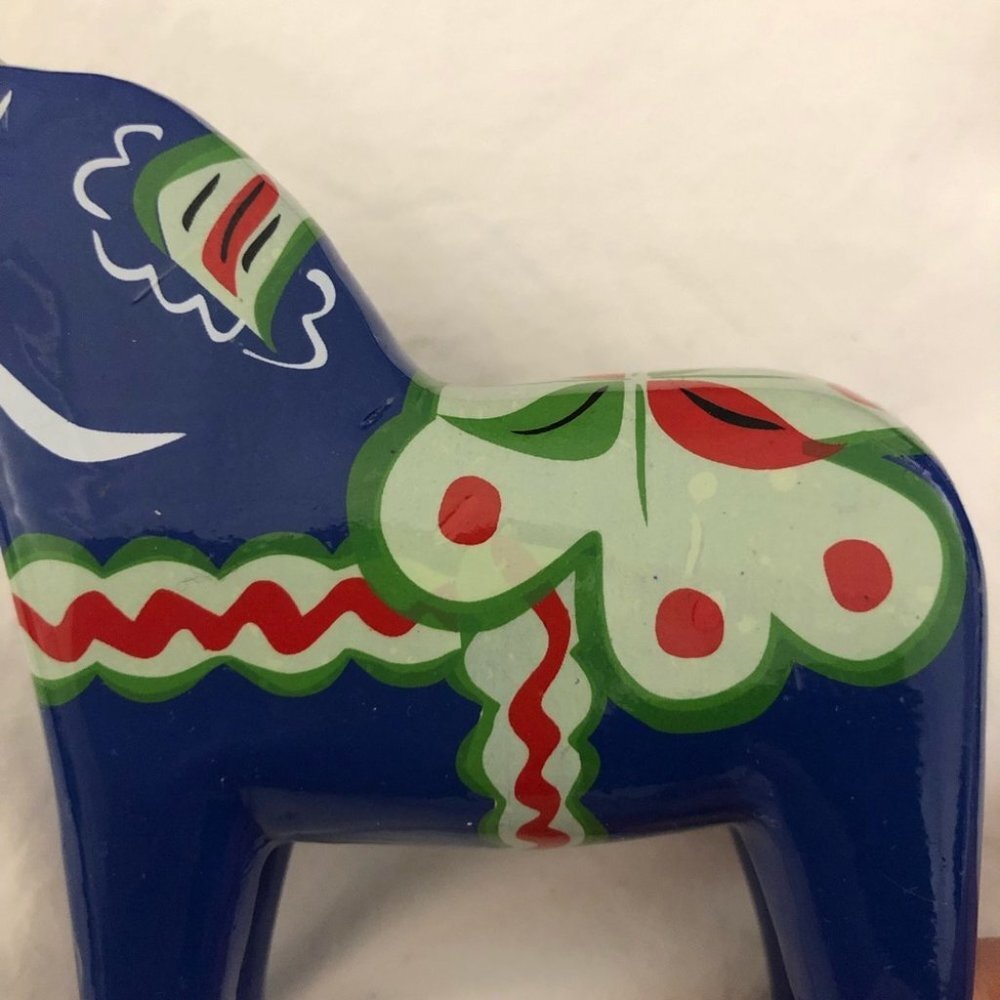 Vntage Akta Hemslojd Painted Swedish Dala Horse Wooden blue 10cm Authen… - Picture 9 of 9